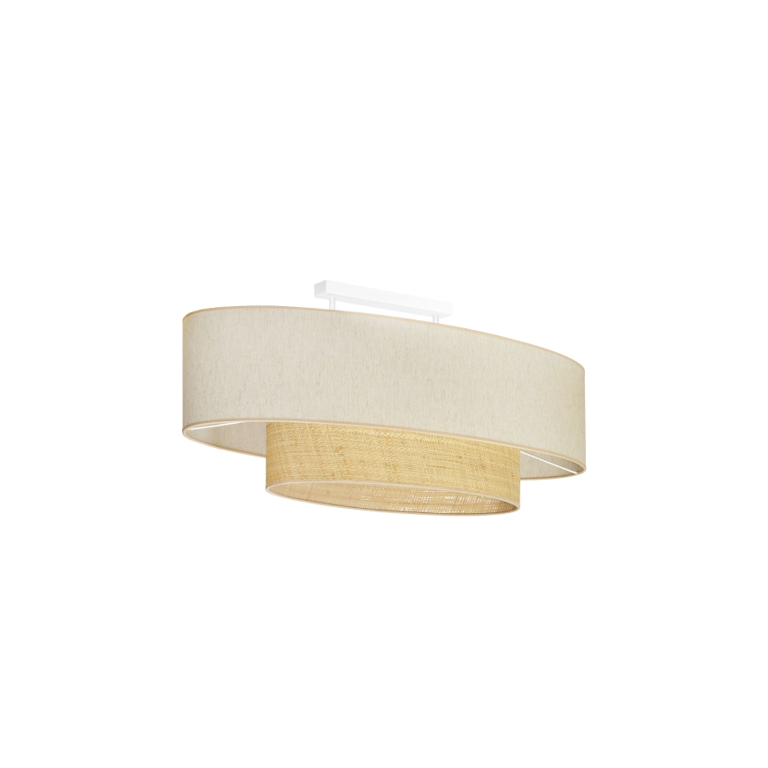 Duolla - Tvirtinamas sietynas DOUBLE OVAL NATURE 2xE27/15W/230V kreminė/smėlio spalva