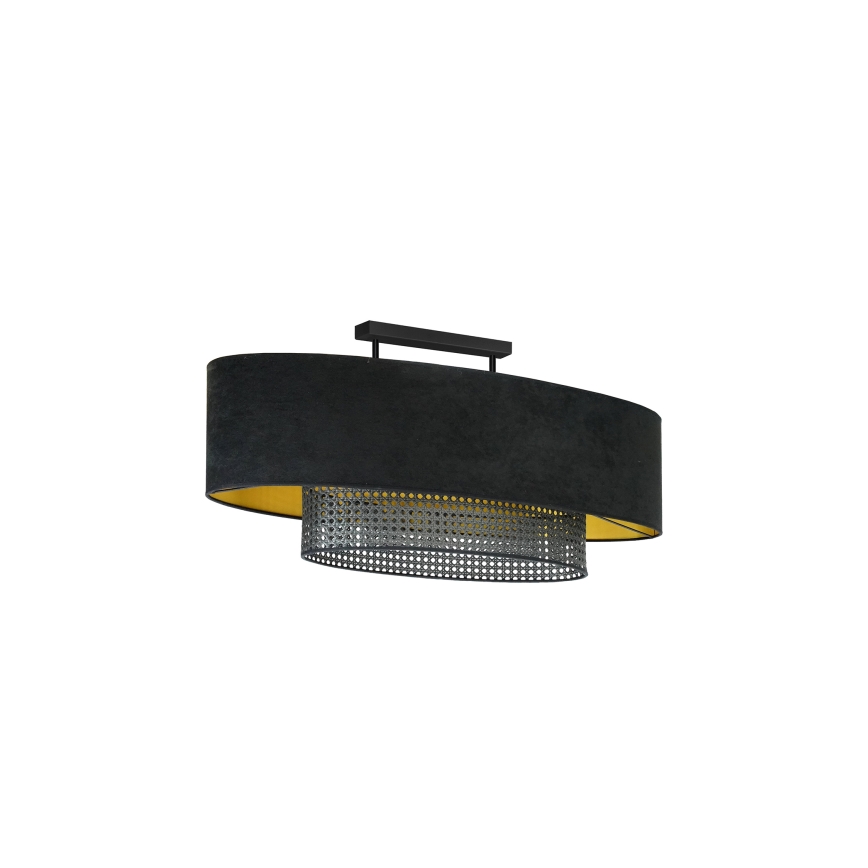 Duolla - Tvirtinamas sietynas DOUBLE OVAL RATTAN 2xE27/15W/230V juoda/rotangas