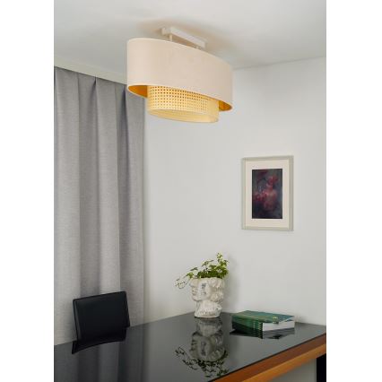 Duolla - Tvirtinamas sietynas DOUBLE OVAL RATTAN 2xE27/15W/230V kreminė/rotangas