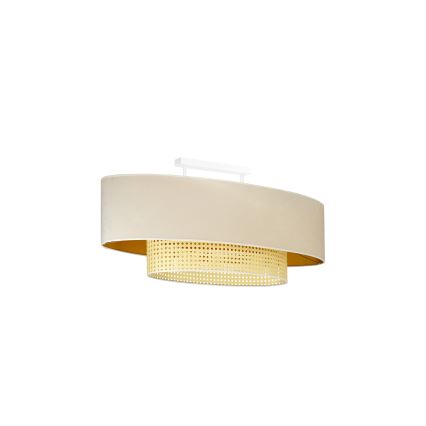 Duolla - Tvirtinamas sietynas DOUBLE OVAL RATTAN 2xE27/15W/230V kreminė/rotangas