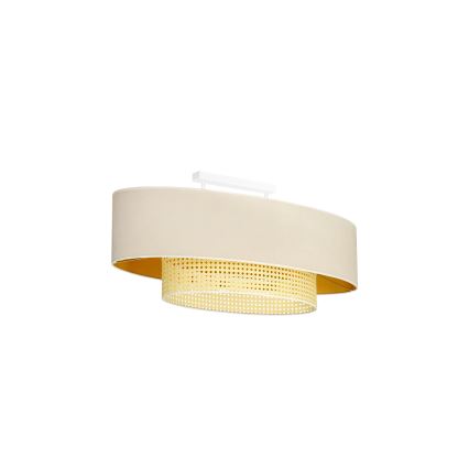 Duolla - Tvirtinamas sietynas DOUBLE OVAL RATTAN 2xE27/15W/230V kreminė/rotangas