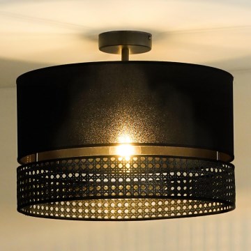 Duolla - Tvirtinamas sietynas DOUBLE RATTAN 1xE27/15W/230V diametras 40 cm juoda