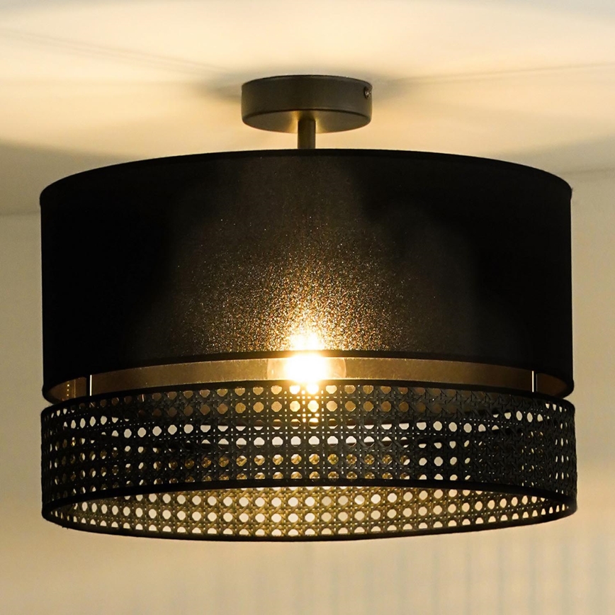 Duolla - Tvirtinamas sietynas DOUBLE RATTAN 1xE27/15W/230V diametras 40 cm juoda