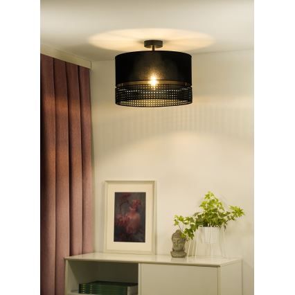 Duolla - Tvirtinamas sietynas DOUBLE RATTAN 1xE27/15W/230V diametras 40 cm juoda
