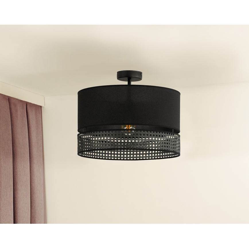 Duolla - Tvirtinamas sietynas DOUBLE RATTAN 1xE27/15W/230V diametras 40 cm juoda