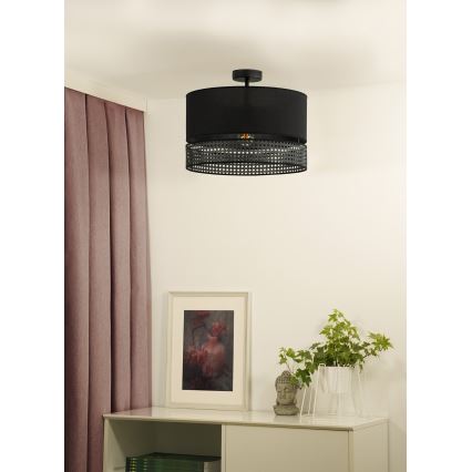 Duolla - Tvirtinamas sietynas DOUBLE RATTAN 1xE27/15W/230V diametras 40 cm juoda