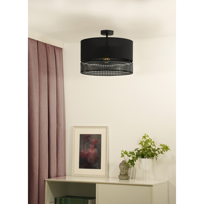 Duolla - Tvirtinamas sietynas DOUBLE RATTAN 1xE27/15W/230V diametras 40 cm juoda