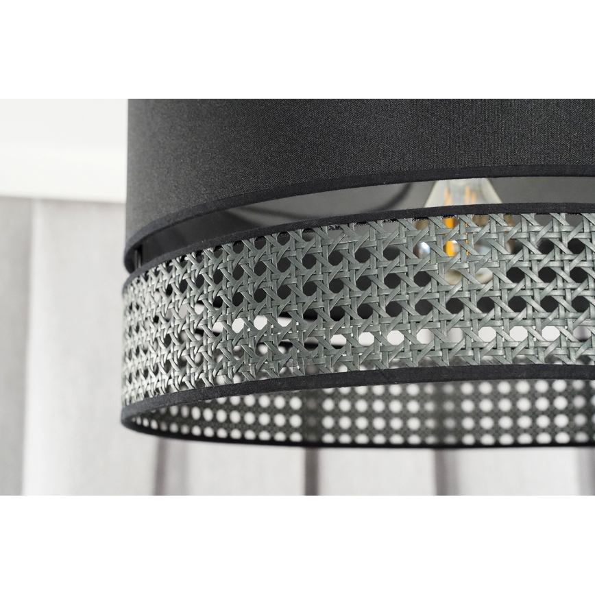 Duolla - Tvirtinamas sietynas DOUBLE RATTAN 1xE27/15W/230V diametras 40 cm juoda