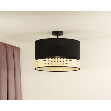 Duolla - Tvirtinamas sietynas DOUBLE RATTAN 1xE27/15W/230V diametras 40 cm juoda/smėlio spalva
