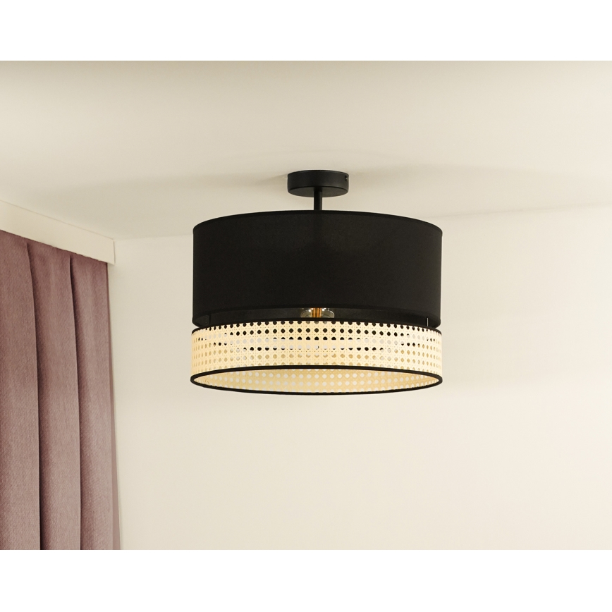 Duolla - Tvirtinamas sietynas DOUBLE RATTAN 1xE27/15W/230V diametras 40 cm juoda/smėlio spalva