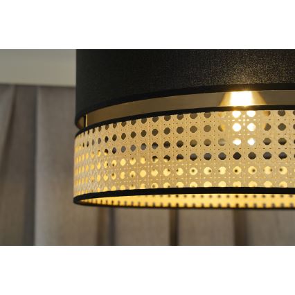 Duolla - Tvirtinamas sietynas DOUBLE RATTAN 1xE27/15W/230V diametras 40 cm juoda/smėlio spalva