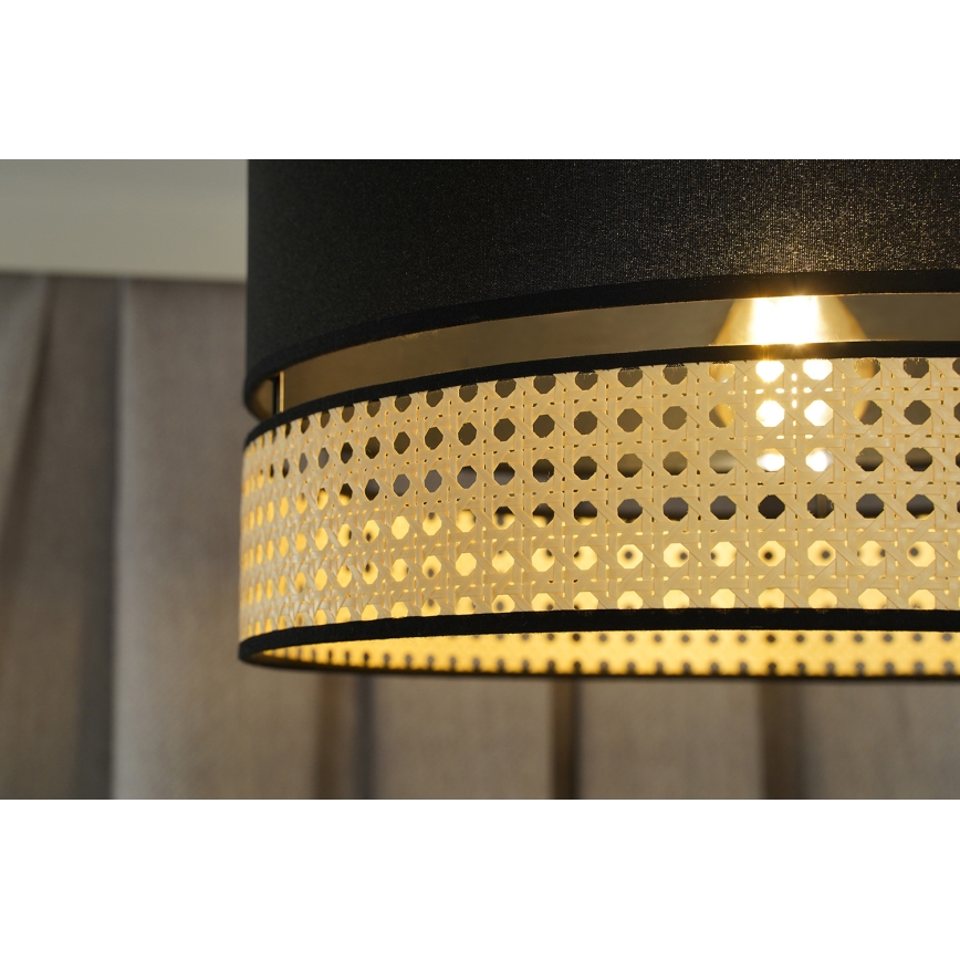 Duolla - Tvirtinamas sietynas DOUBLE RATTAN 1xE27/15W/230V diametras 40 cm juoda/smėlio spalva