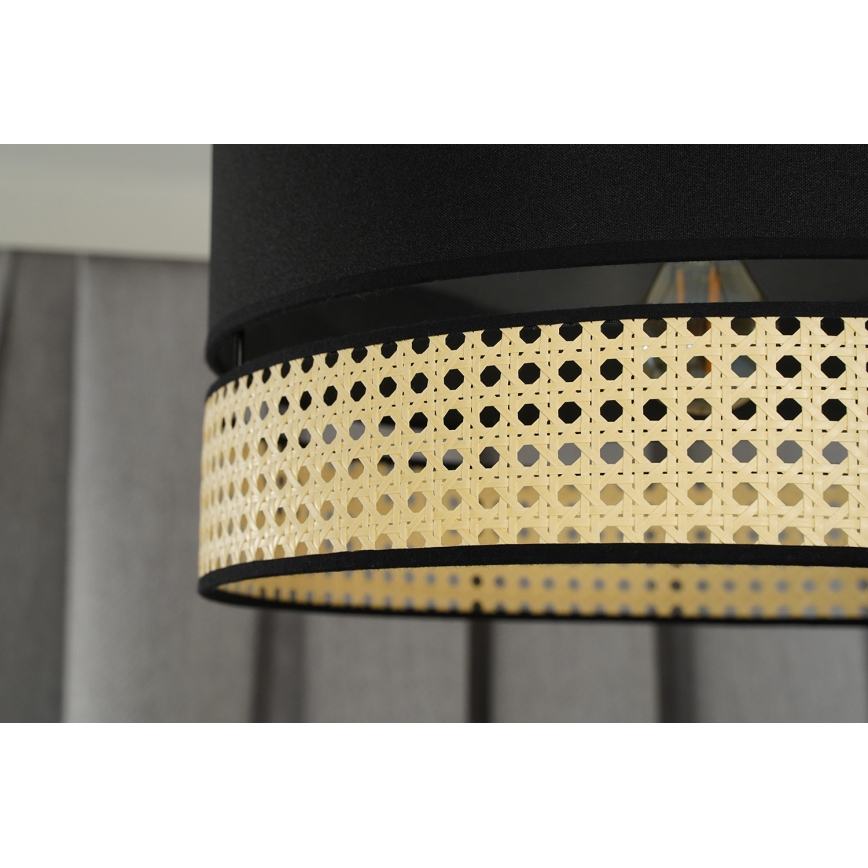 Duolla - Tvirtinamas sietynas DOUBLE RATTAN 1xE27/15W/230V diametras 40 cm juoda/smėlio spalva