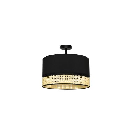 Duolla - Tvirtinamas sietynas DOUBLE RATTAN 1xE27/15W/230V diametras 40 cm juoda/smėlio spalva