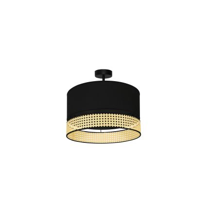 Duolla - Tvirtinamas sietynas DOUBLE RATTAN 1xE27/15W/230V diametras 40 cm juoda/smėlio spalva