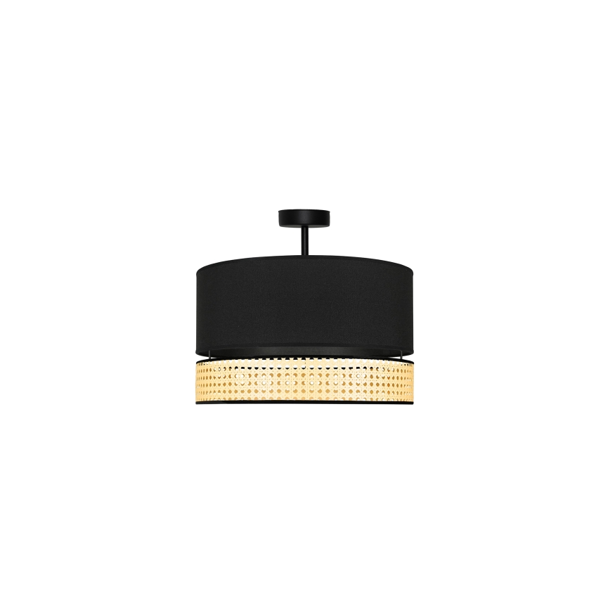 Duolla - Tvirtinamas sietynas DOUBLE RATTAN 1xE27/15W/230V diametras 40 cm juoda/smėlio spalva