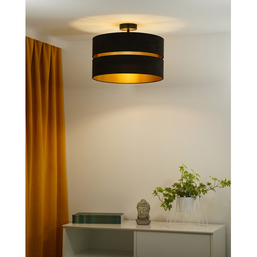 Duolla - Tvirtinamas sietynas DUO 1xE27/15W/230V diametras 40 cm juoda/auksas