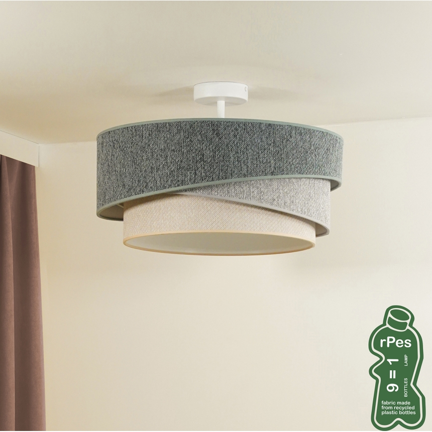 Duolla - Tvirtinamas sietynas KOBO ECO RECYCLING 1xE27/15W/230V diametras 45 cm žalia/pilka/kreminė