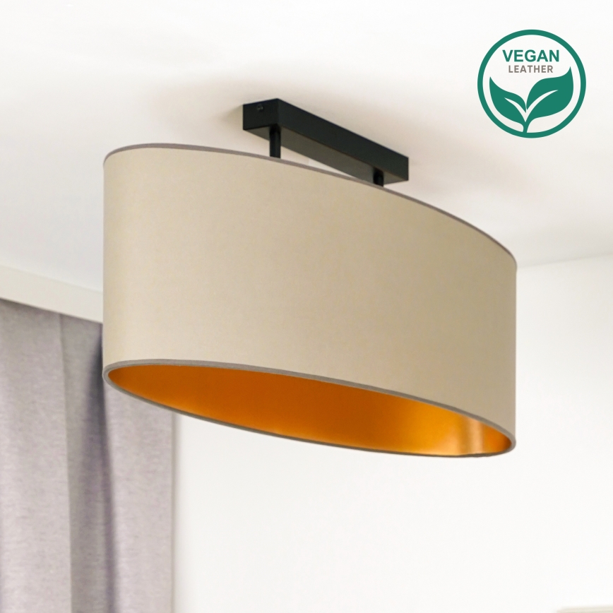 Duolla - Tvirtinamas sietynas OVAL VEGAN 2xE27/15W/230V smėlio spalva