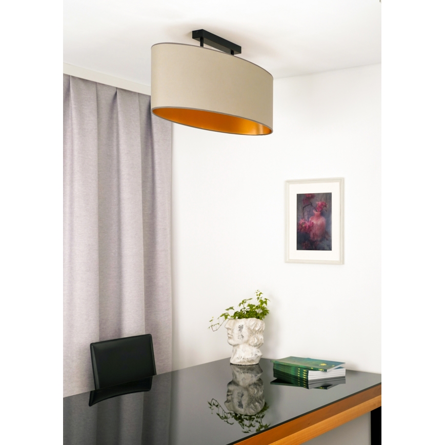 Duolla - Tvirtinamas sietynas OVAL VEGAN 2xE27/15W/230V smėlio spalva