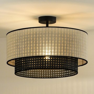 Duolla - Tvirtinamas sietynas RATTAN YUTE 1xE27/15W/230V diametras 45 cm kreminė/juoda
