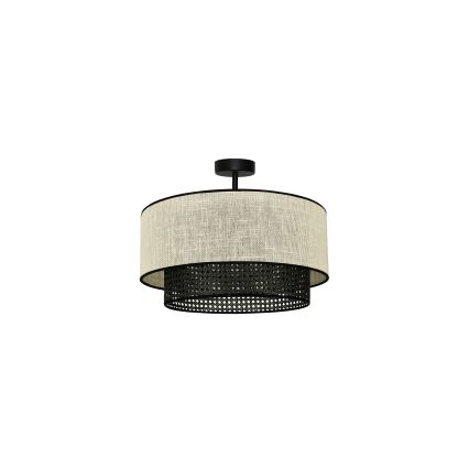 Duolla - Tvirtinamas sietynas RATTAN YUTE 1xE27/15W/230V diametras 45 cm kreminė/juoda