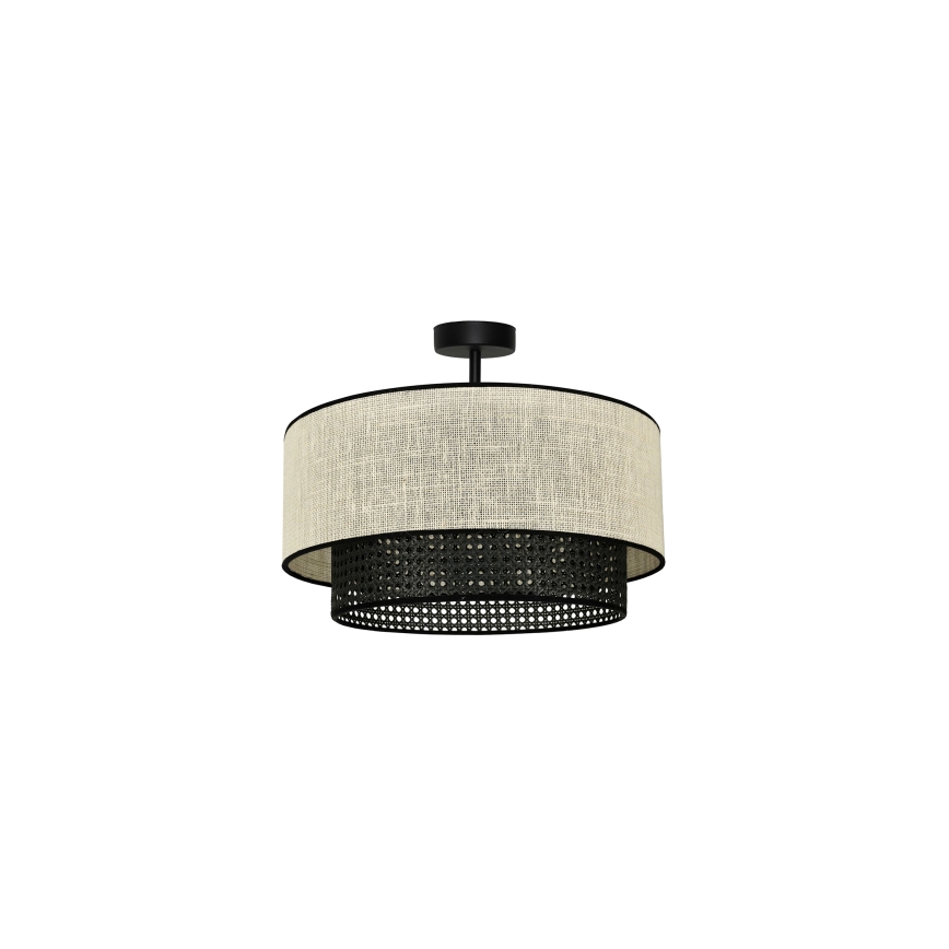 Duolla - Tvirtinamas sietynas RATTAN YUTE 1xE27/15W/230V diametras 45 cm kreminė/juoda