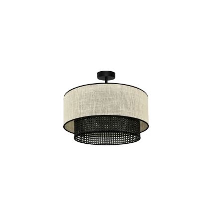 Duolla - Tvirtinamas sietynas RATTAN YUTE 1xE27/15W/230V diametras 45 cm kreminė/juoda