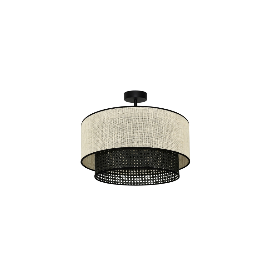 Duolla - Tvirtinamas sietynas RATTAN YUTE 1xE27/15W/230V diametras 45 cm kreminė/juoda