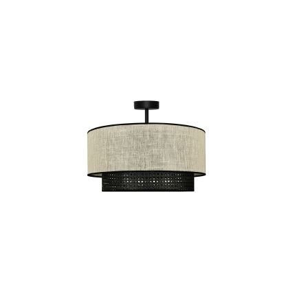 Duolla - Tvirtinamas sietynas RATTAN YUTE 1xE27/15W/230V diametras 45 cm kreminė/juoda