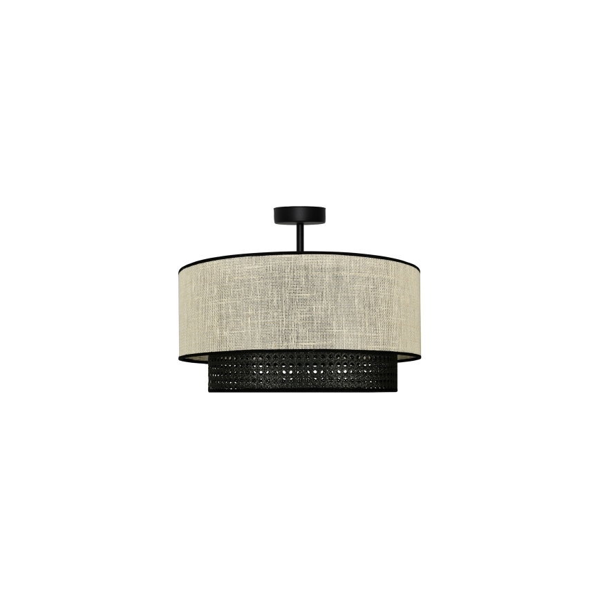Duolla - Tvirtinamas sietynas RATTAN YUTE 1xE27/15W/230V diametras 45 cm kreminė/juoda