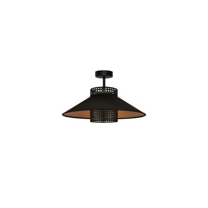 Duolla - Tvirtinamas sietynas RIO RATTAN 1xE27/15W/230V diametras 45 cm juoda/auksas