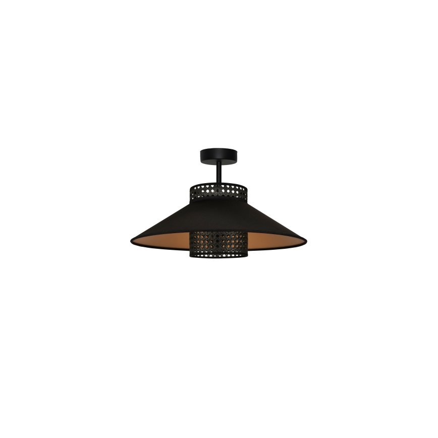 Duolla - Tvirtinamas sietynas RIO RATTAN 1xE27/15W/230V diametras 45 cm juoda/auksas