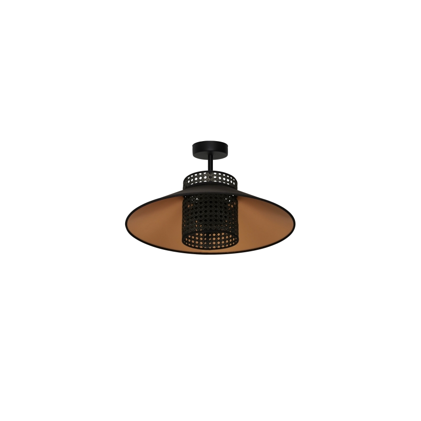 Duolla - Tvirtinamas sietynas RIO RATTAN 1xE27/15W/230V diametras 45 cm juoda/auksas