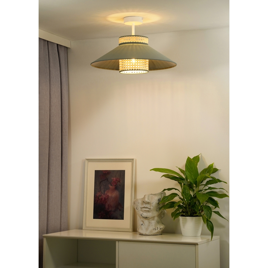 Duolla - Tvirtinamas sietynas RIO RATTAN 1xE27/15W/230V diametras 45 cm žalia/rotangas