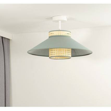 Duolla - Tvirtinamas sietynas RIO RATTAN 1xE27/15W/230V diametras 45 cm žalia/rotangas
