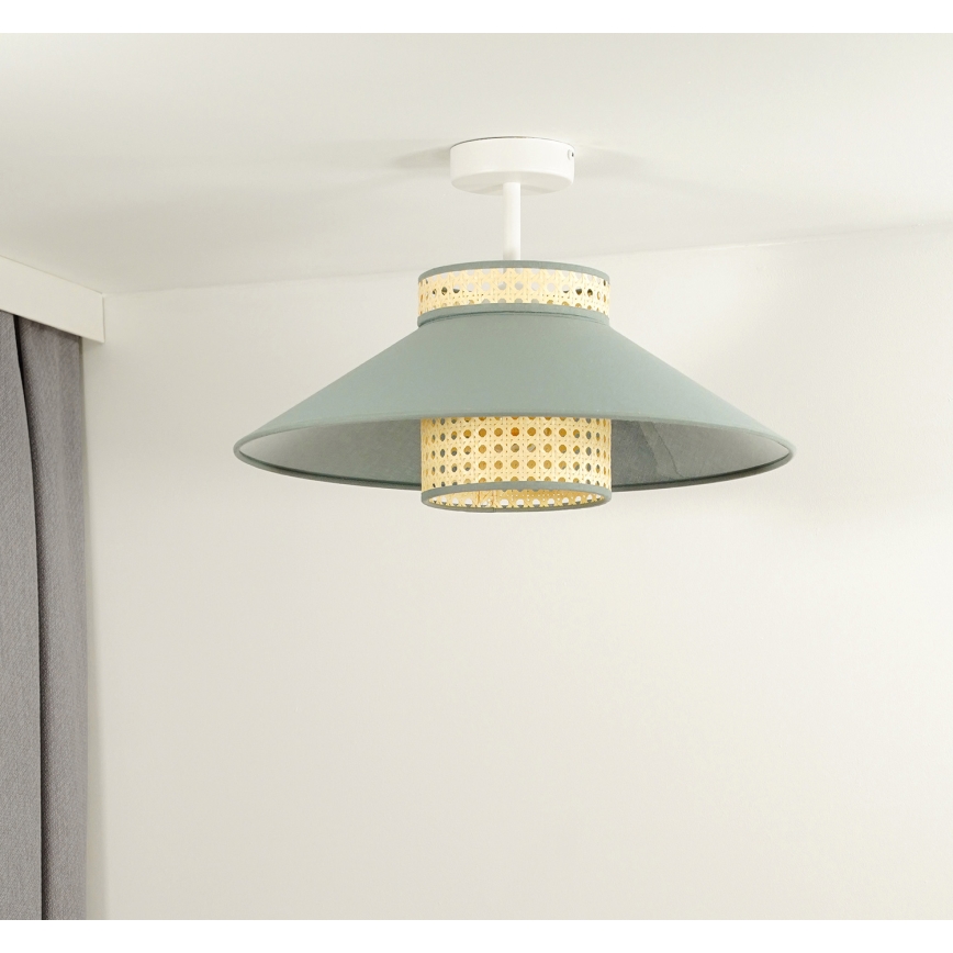 Duolla - Tvirtinamas sietynas RIO RATTAN 1xE27/15W/230V diametras 45 cm žalia/rotangas