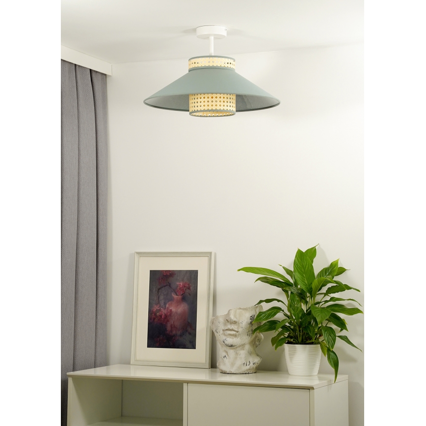Duolla - Tvirtinamas sietynas RIO RATTAN 1xE27/15W/230V diametras 45 cm žalia/rotangas