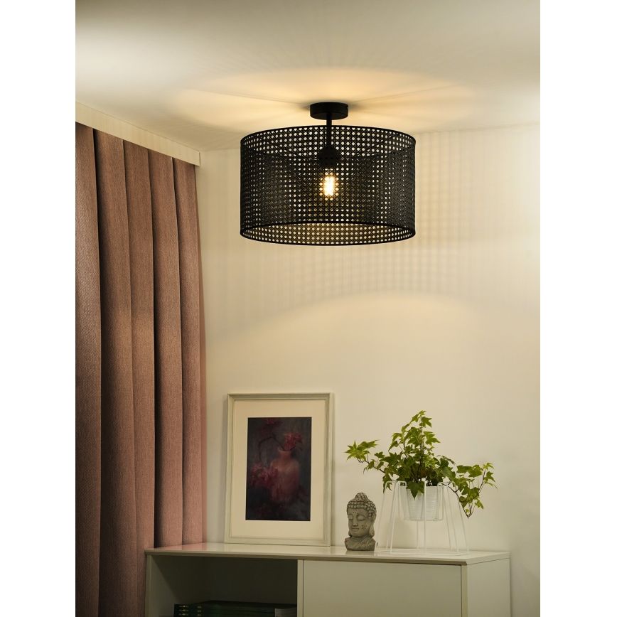 Duolla - Tvirtinamas sietynas ROLLER RATTAN 1xE27/15W/230V diametras 45 cm juoda