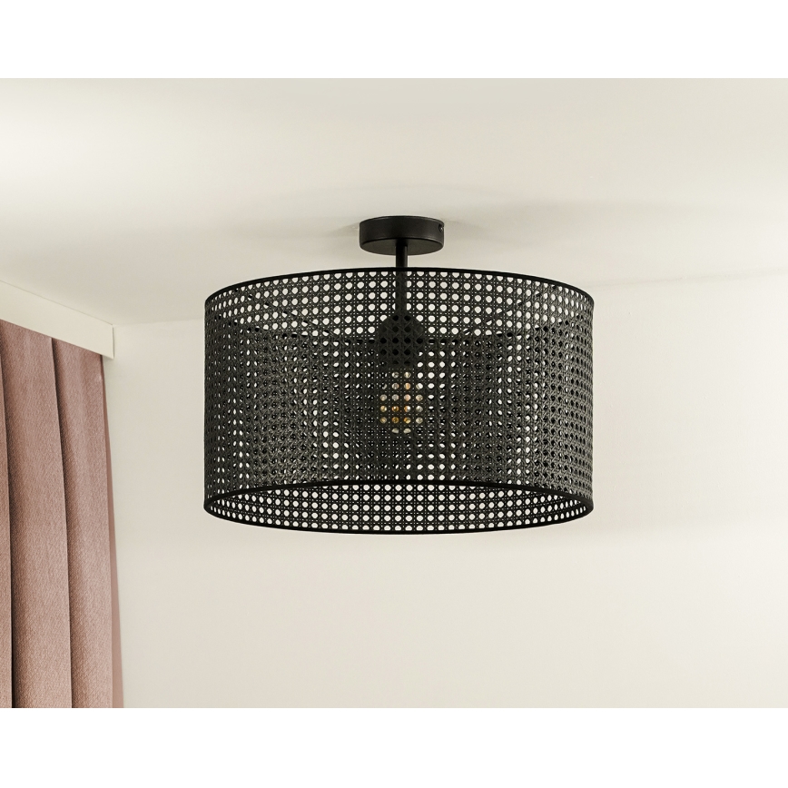 Duolla - Tvirtinamas sietynas ROLLER RATTAN 1xE27/15W/230V diametras 45 cm juoda