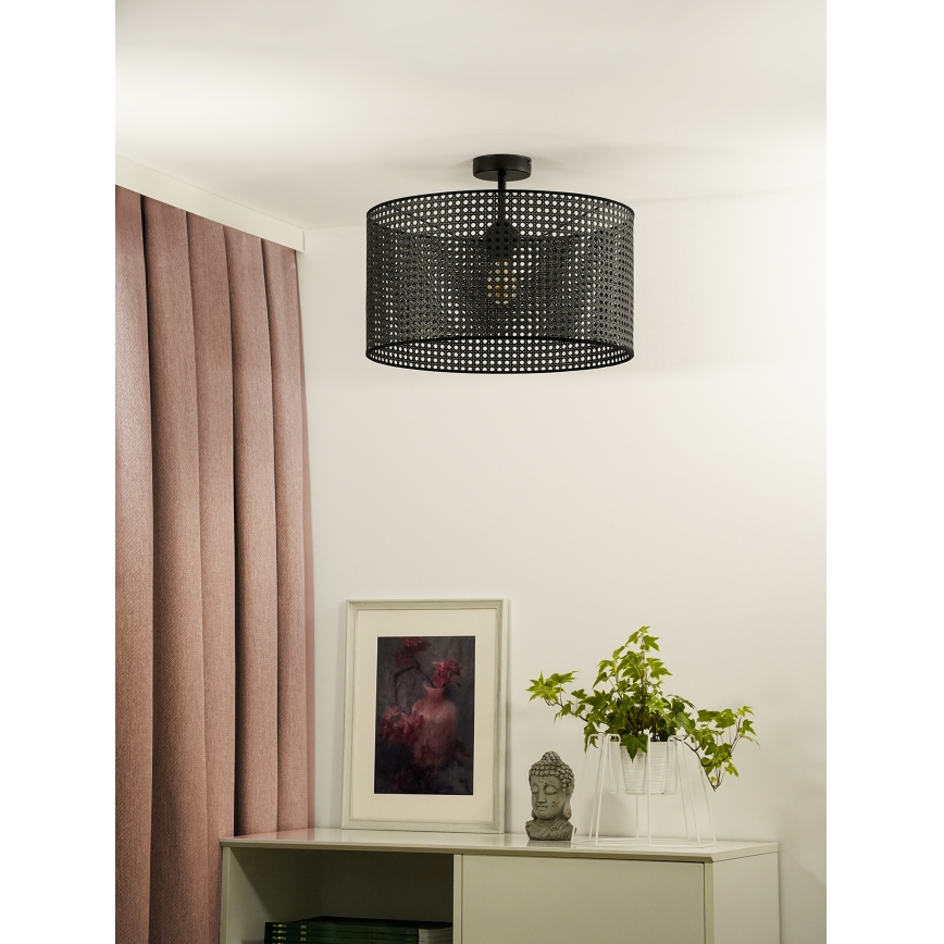 Duolla - Tvirtinamas sietynas ROLLER RATTAN 1xE27/15W/230V diametras 45 cm juoda