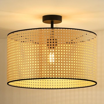 Duolla - Tvirtinamas sietynas ROLLER RATTAN 1xE27/15W/230V diametras 45 cm smėlio spalva/juoda