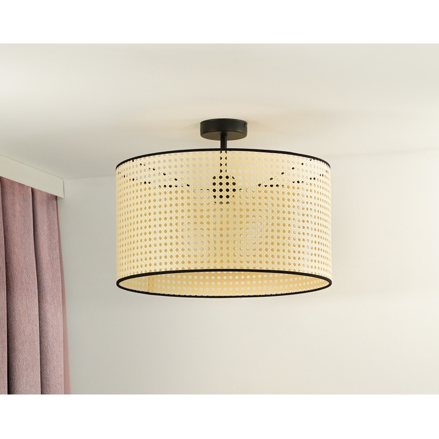 Duolla - Tvirtinamas sietynas ROLLER RATTAN 1xE27/15W/230V diametras 45 cm smėlio spalva/juoda