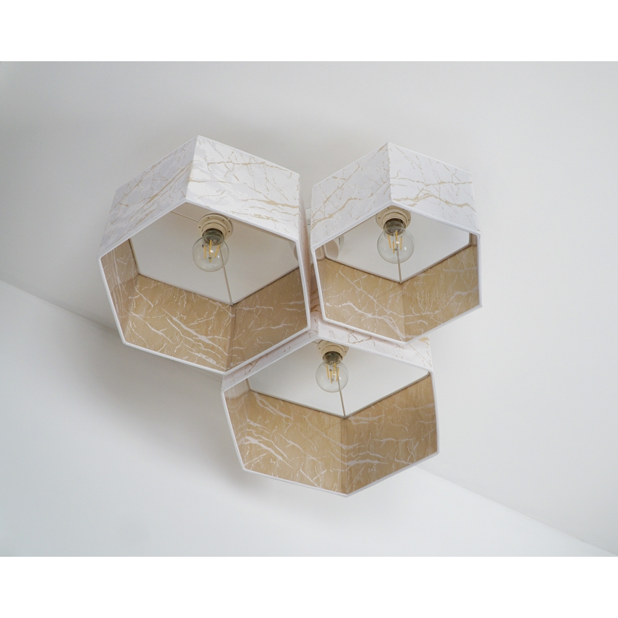 Duolla - Tvirtinamas sietynas ROLLER TRIO HEX 3xE27/15W/230V balta/auksas