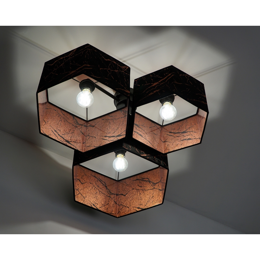 Duolla - Tvirtinamas sietynas ROLLER TRIO HEX 3xE27/15W/230V juoda/varis