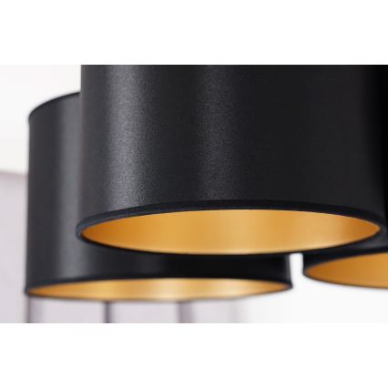 Duolla - Tvirtinamas sietynas ROLLER TRIO SHINY 3xE27/15W/230V juoda/auksas