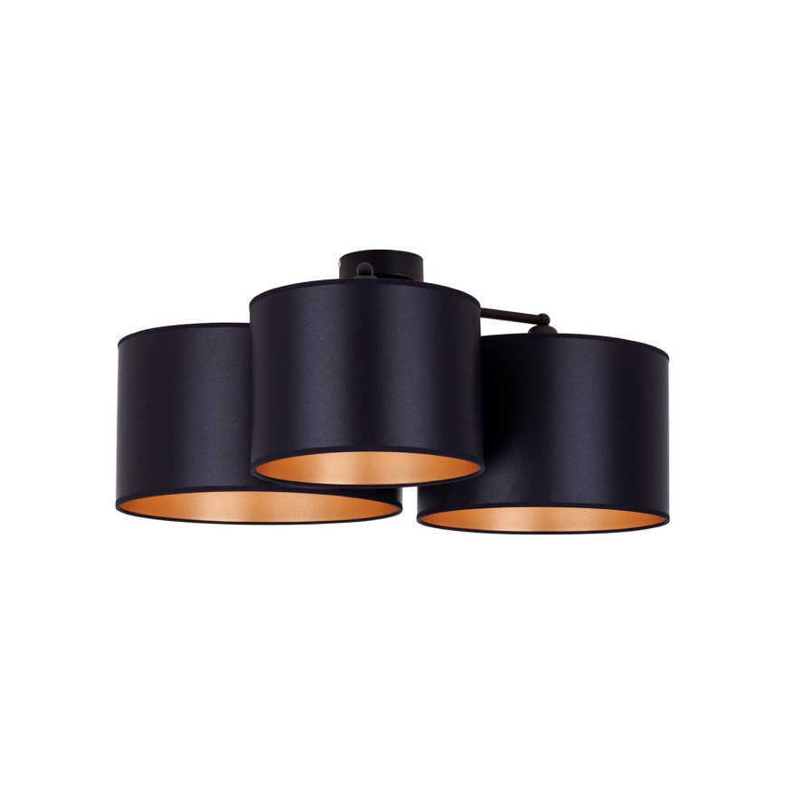 Duolla - Tvirtinamas sietynas ROLLER TRIO SHINY 3xE27/15W/230V juoda/auksas