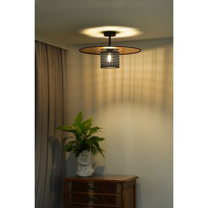 Duolla - Tvirtinamas sietynas TOKYO RATTAN 1xE27/15W/230V diametras 50 cm auksas/juoda
