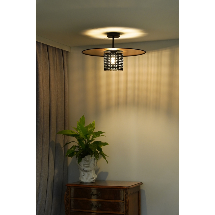 Duolla - Tvirtinamas sietynas TOKYO RATTAN 1xE27/15W/230V diametras 50 cm auksas/juoda