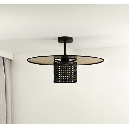 Duolla - Tvirtinamas sietynas TOKYO RATTAN 1xE27/15W/230V diametras 50 cm auksas/juoda
